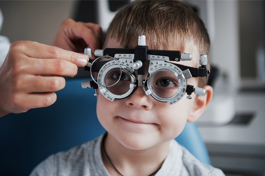 child undergoing eye exam